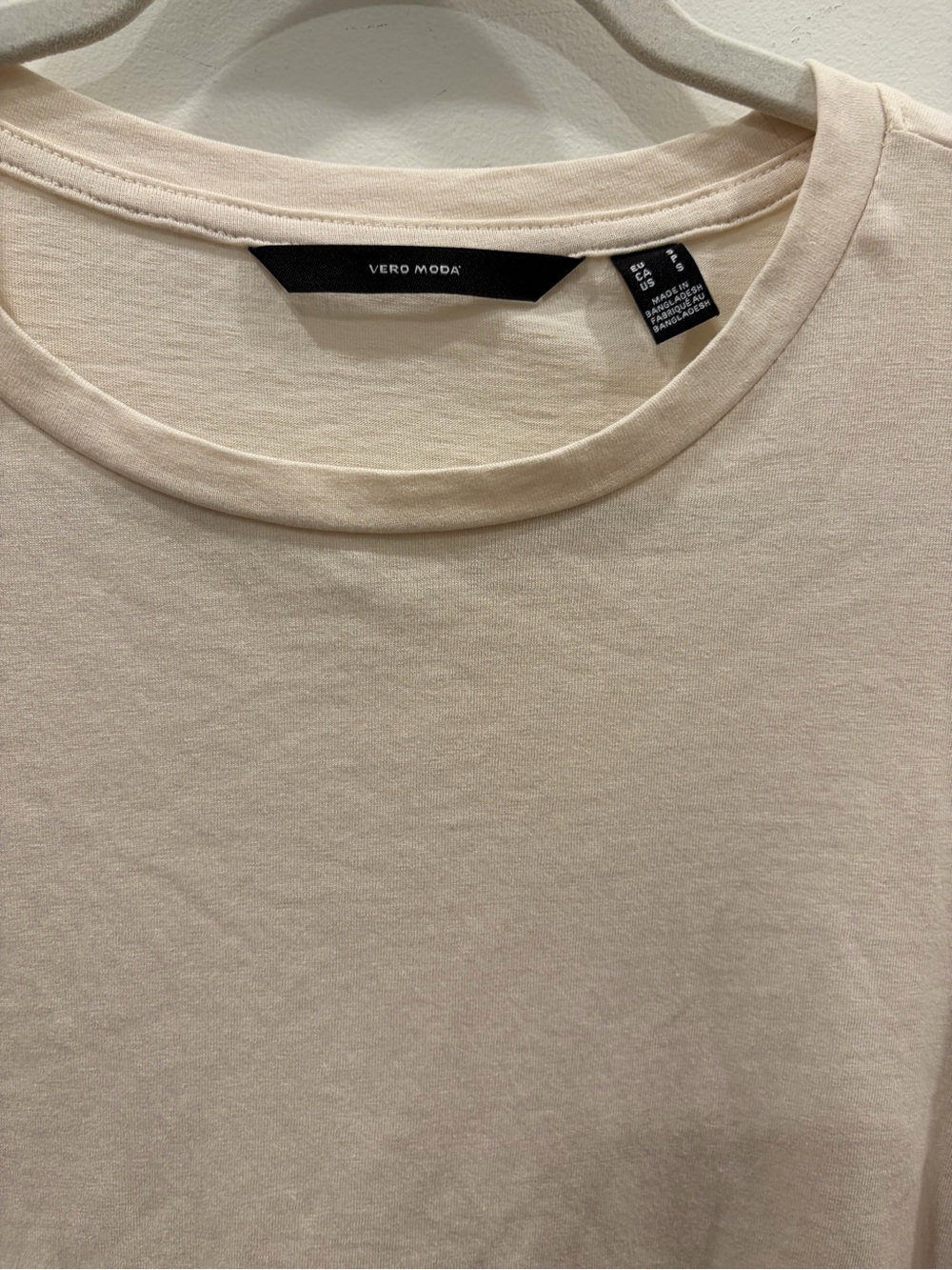 Vero Modo Cream Minimalist Puffer Sleeve organic cotton blend Sm Top Chic core - Picture 6 of 9
